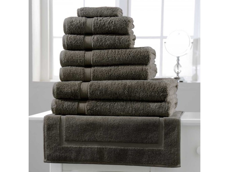 Belledorm Hotel Suite Madison 600gsm Slate Cotton Towels and Mat
